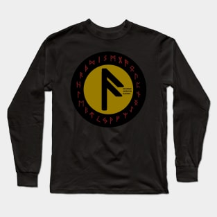 Yellow Ansuz Futhark Rune Symbol Long Sleeve T-Shirt